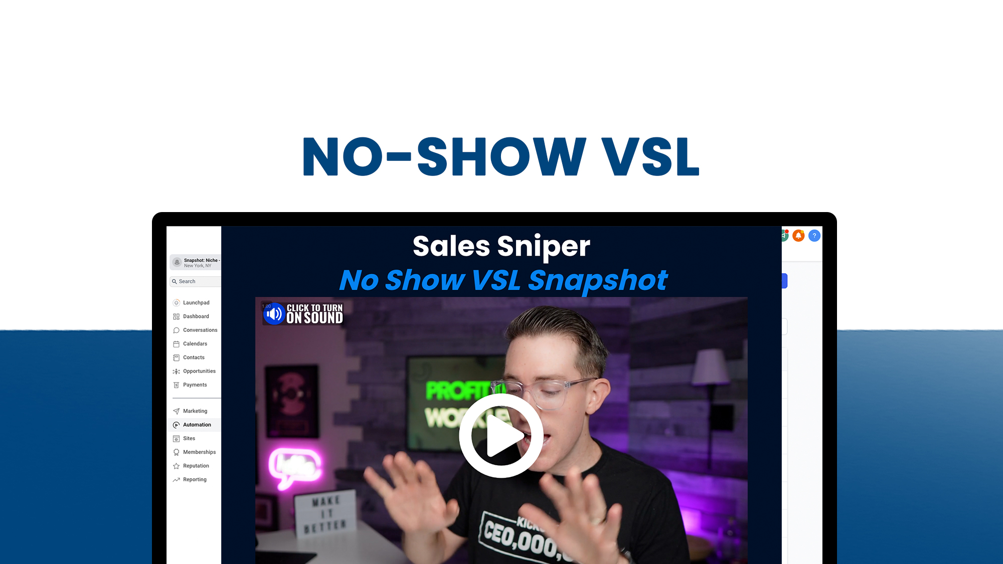 No Show VSL HighLevel Marketplace